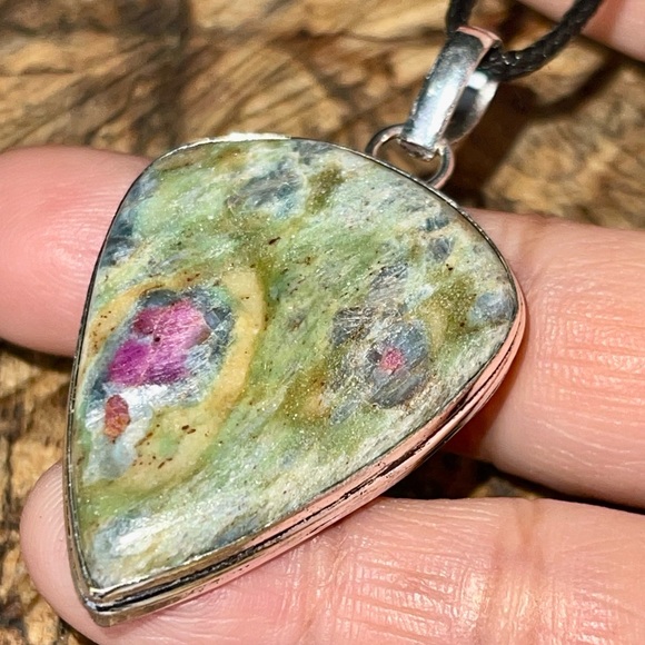 Teardrop Ruby Fuchsite Pendant 2” - Picture 1 of 10